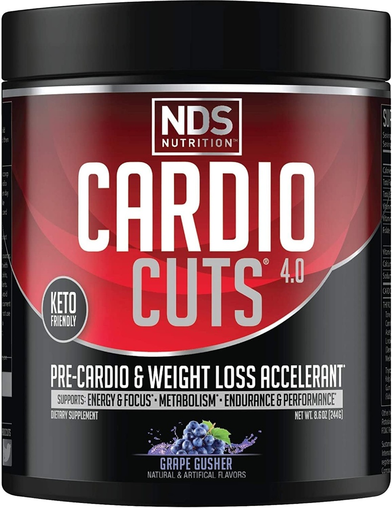 NDS Nutrition 4.0 Pre Workout Supplement - Advanced Weight Loss and Pre Cardio Formula with L-Carnitine, CLA, MCTs, L-Glutamine, and Safflower Oil - Grape (40 Servings)