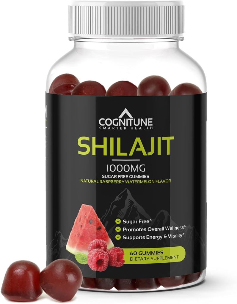 Shilajit Gummies – Pure Himalayan Shilajit Supplement with Fulvic Acid – 1000mg Natural Shilajit Pure Energy Support – Sugar-Free Raspberry Watermelon Flavor – Vegan, Non-GMO, Gluten-Free – 60 Count