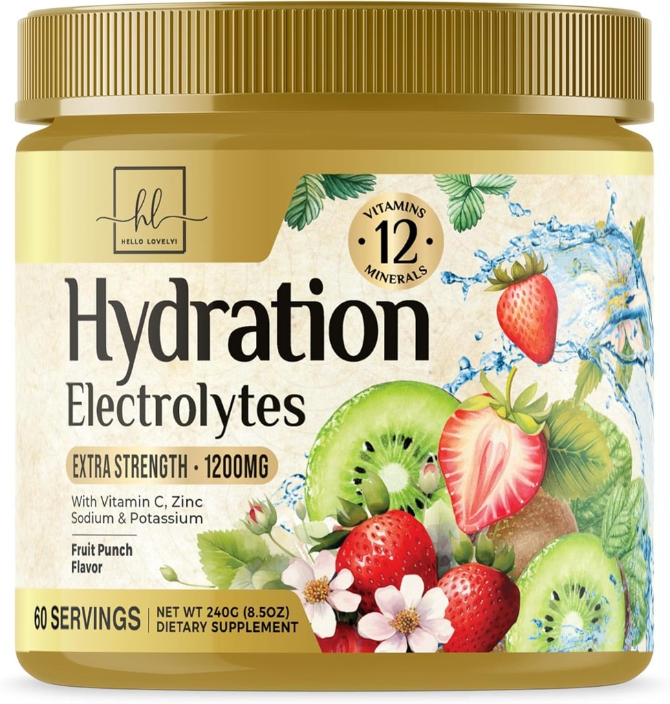 Hydration Replenisher Daily Electrolyte Drink Mix – Rapid Hydration Powder with 6 Electrolytes & Minerals, Zero Sugar, Keto, Vegan, Non-GMO & Sugar-Free Electrolyte Powder Tub - 60 Servings