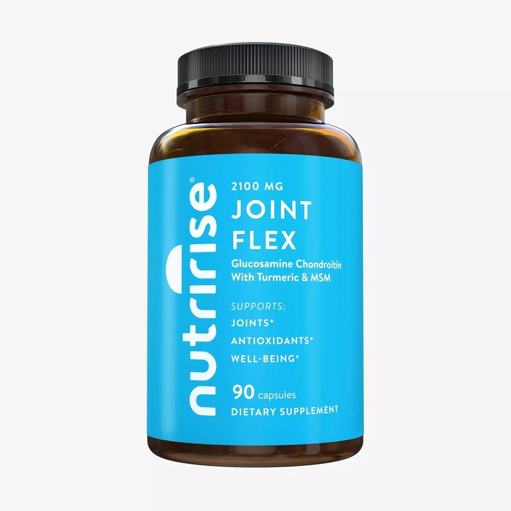 NutriRise Glucosamine Chondroitin Quercetin & MSM with Turmeric Curcumin 2100mg Triple Strength Joint Support Supplement for Women & Men with Boswellia & Bromelain, Gluten Free, Non GMO, 90 Count