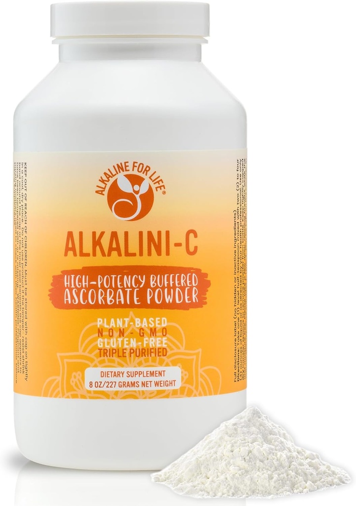 Alkalini-C Buffered Vitamin C Powder - Potent Natural L-Ascorbate VIT C Powder-Corn Free Non GMO VIT C - Fully Buffered, Fully Reduced for Enhanced Absorption - Immune Support Supplement (8oz)