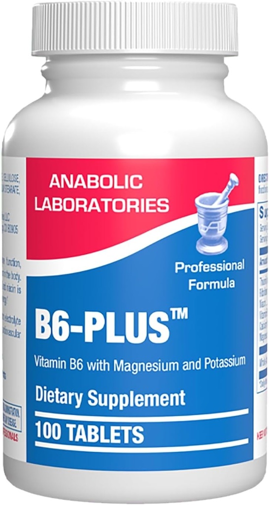 Calcium Magnesium B6 Supplement - Clinically Formulated Vitamin B6 50mg Complex for Energy Metabolism Krebs Cycle Heart Bone and Nerve Support with B1 B2 Niacin and Potassium (100 Servings)