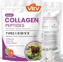 VEV Multi Collagen Peptides Powder with Types I, II, III, V, X, 32 oz (82 Servings) - Skin, Joint & Hair Support - Hydrolyzed Collagen Powder for Women, Biotin, Vitamin C, Unflavored, Dissolves Easily