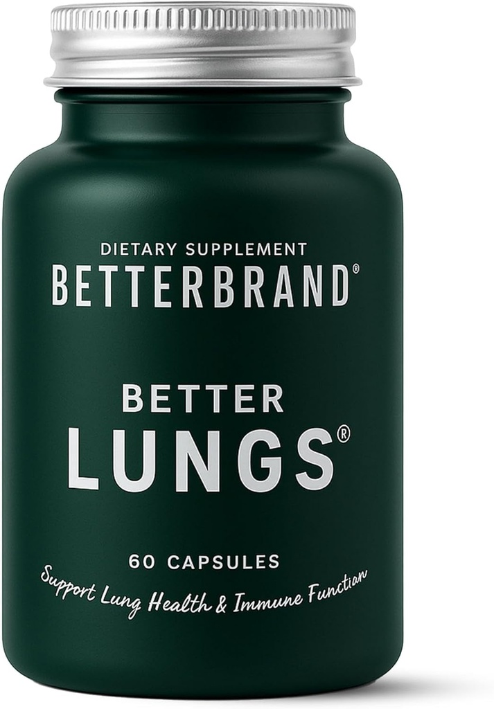 Betterbrand BetterLungs Daily Respiratory Health Supplement (60 Capsules) | with NAC, Vitamin D, Elderberry, Ginseng, Mullein, and Reishi Mushroom | for Lung Health and Allergy Relief (Pack of 1)