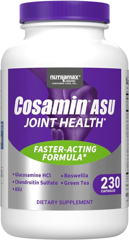 Nutramax Laboratories Cosamin® ASU Joint Health Supplement with Glucosamine, Chondroitin & ASU for Men’s & Women's Joint Health, 230 Capsules