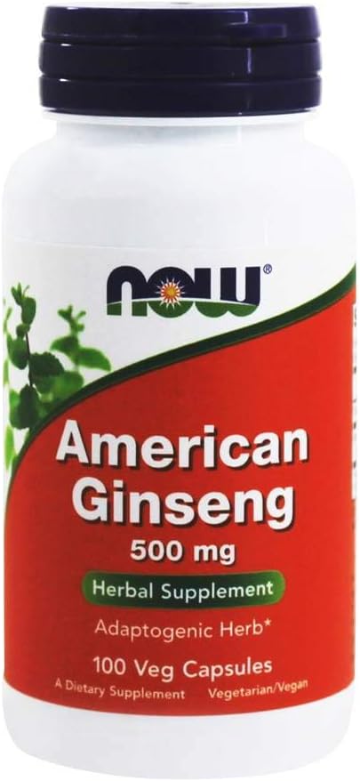 NOW Foods American Ginseng, 100 Capsules, 500 mg (Pack of 3)