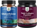 Bundle of Reduced Glutathione Supplement with Milk Thistle - 500 mg per Serving Pure L Glutathione and Multi Collagen Protein Powder - Keto Hydrolyzed Collagen Peptides Hair Skin & Nails Vitamis