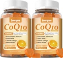 2 Packs CoQ10 500MG Gummies - 3X Better Absorption Coenzyme Q10 Supplements - Plus Omega-3, Magnesium, Vitamin B3 & Zinc for Heart Health, Cellular Energy & Antioxidant, 120 Cts