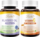 Lovita Flaxseed Oil & Vitamin C Nutrients Bundle. Dietary Supplement Supports Better Nutrition & Overall Well-Being