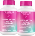 Pink Stork Postpartum Mood Support - Postnatal Hormone Balance for Women - Breastfeeding Friendly - Stress & Cognitive Support, New Mom Essentials - Ashwagandha, Chamomile, & Vitamin D, 120 Capsules