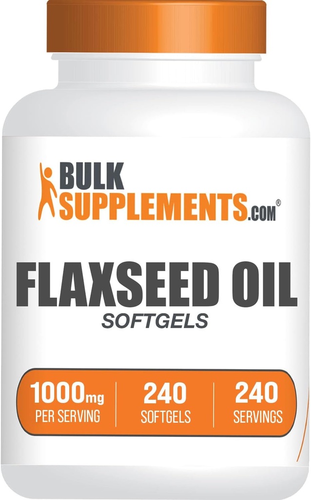 BulkSupplements.com Flaxseed Oil Softgels - Flaxseed Supplement, Flaxseed Oil 1000mg Softgels - Herbal Supplement, Gluten Free, 1 Softgel per Serving, 240 Count (Pack of 1)