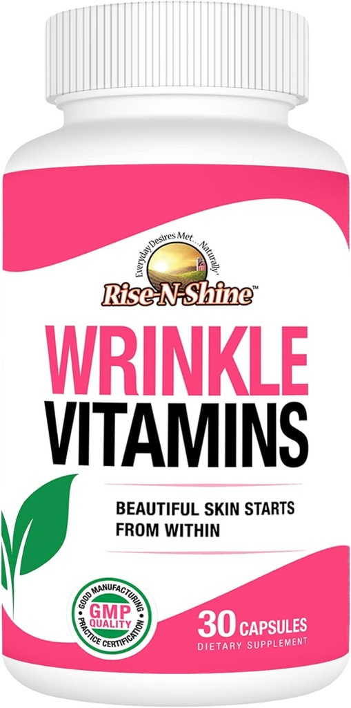 Rise-N-Shine Everyday Desires MET Naturally Wrinkle Vitamins Skin Supplement with Collagen, Resveratrol, Aloe Vera, Grape Seed and More 30 Count