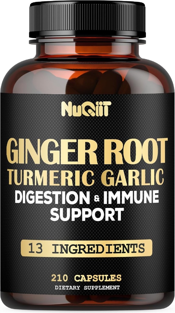 Ginger Supplements Capsules with Turmeric Curcumin, Garlic Bulb with Immune System & Digestive Health Blend as Berberine HCl, Echinacea - 210 Capsules