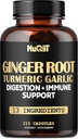 Ginger Supplements Capsules with Turmeric Curcumin, Garlic Bulb with Immune System & Digestive Health Blend as Berberine HCl, Echinacea - 210 Capsules