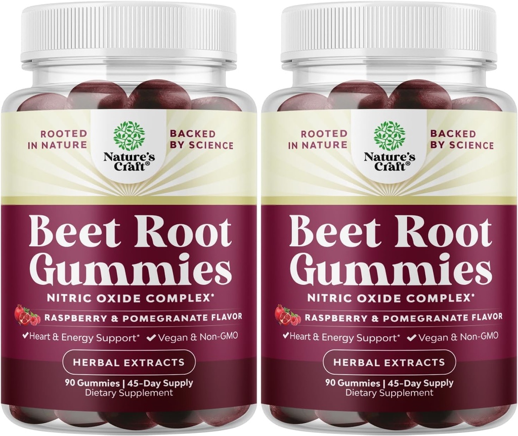 Flow Boosting Beet Root Gummies - Invigorating Beet Gummies for Adults Nitric Oxide Energy & Heart Health Support with Grapeseed Pomegranate & Vitamin B12 - Vegan Non-GMO & Gluten Free (3 Months)