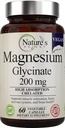 Nature’s Potent Magnesium Glycinate 200mg | High Absorption Chelated Magnesium | Sleep, Calm & Muscle Cramp Support | Vegan Supplement | 60 Capsules