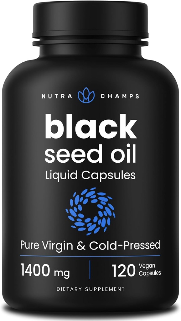 NutraChamps Black Seed Oil Organic Cold Pressed | 120 Vegan Softgel | Virgin Nigella Sativa Pills with Vitamin E & Thymoquinone | Rich in Omega 3 6 9 | Unrefined Black Cumin Seed Oil Capsules