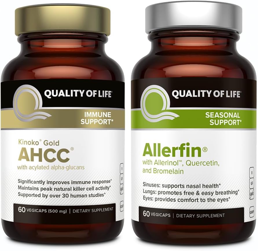 Quality of Life Featuring Kinoko Gold AHCC 500 mg and Allerfin - Immune Health Bundle