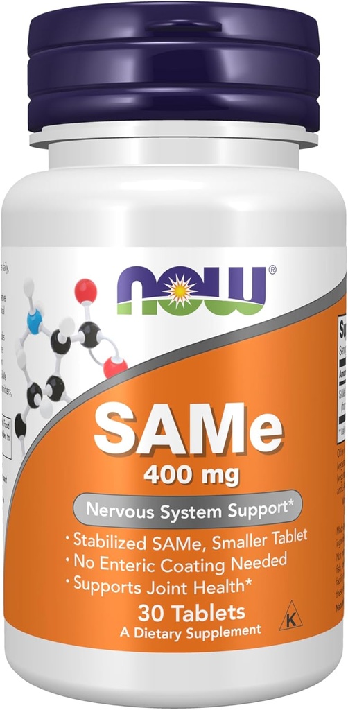 NOW Foods Supplements, SAMe (S-Adenosyl-L-Methionine) 400 mg, Nervous System Support*, 30 Tablets