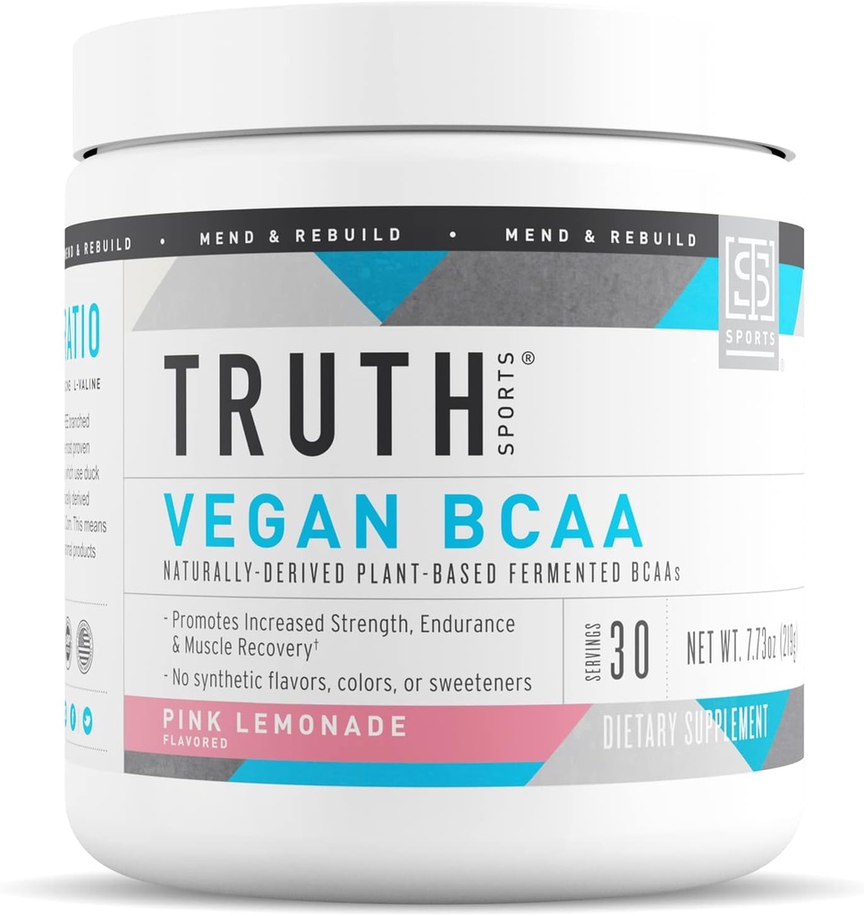 Truth Nutrition Vegan BCAA Powder- 2:1:1 Ratio Natural BCAAs Amino Acids Powder for Energy, Muscle Building, Post Workout Recovery Drink for Muscle Recovery (Pink Lemonade, 30 Servings)