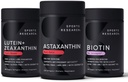 Sports Research Biotin (B7) 10,000mcg + Lutein + Zeaxanthin (20mg) + Astaxanthin Supplement from Algae (6mg) - All Vegan | 120 Softgels Each | All Made with Coconut Oil for Better Absorption