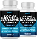 Sea Moss 3000, Black Seed Oil 2000, Ashwagandha 1000, Bladderwrack, Maca, Turmeric - Manuka Honey, Dandelion & Black Pepper, Super Antioxidants Supplement -120