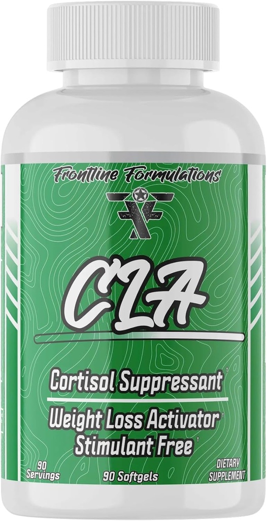 Frontline Fomulations CLA, Cortisol Suppressant, Stimulant Free, Enhances Energy and Metabolism, Increased Energy and Endurance, Train Harder, Recover Faster, Veteran Owned and Operated (90 Servings)