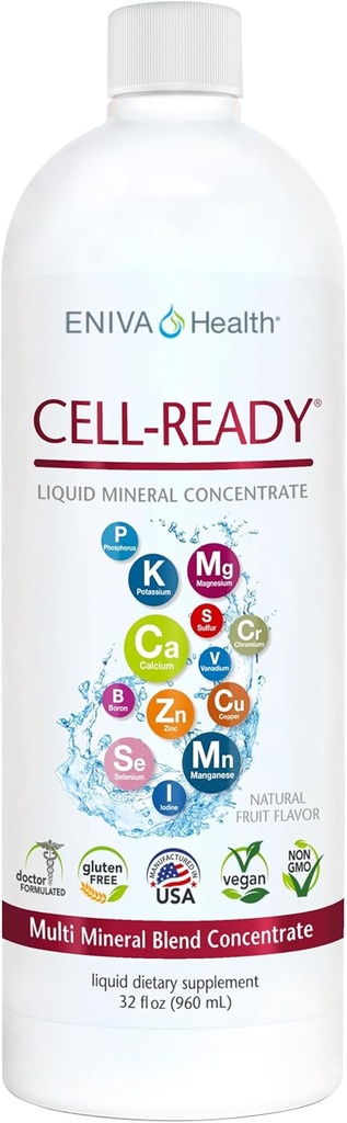 Eniva Health Cell Ready Ionic Multi Minerals Concentrate with Natural Flavors, Magnesium, Zinc, Chromium Liquid Minerals Selenium + More | Rapid Absorption | Supports Nutritional Balance - 32 Oz