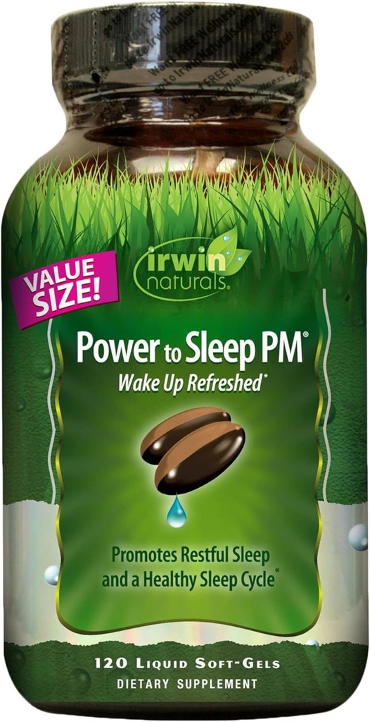Irwin Naturals Power to Sleep PM - 120 Liquid Soft-Gels - with Melatonin, GABA, Ashwagandha, Valerian Root & L-Theanine - 60 Servings