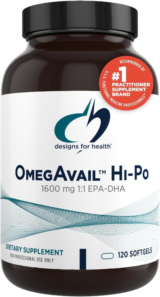 Designs for Health OmegAvail Hi-Po - TG (Triglyceride) Omega-3 Fish Oil Supplement, 1600mg EPA/DHA per Serving with Lemon + Vitamin E to Minimize Fishy Taste (120 Softgels)