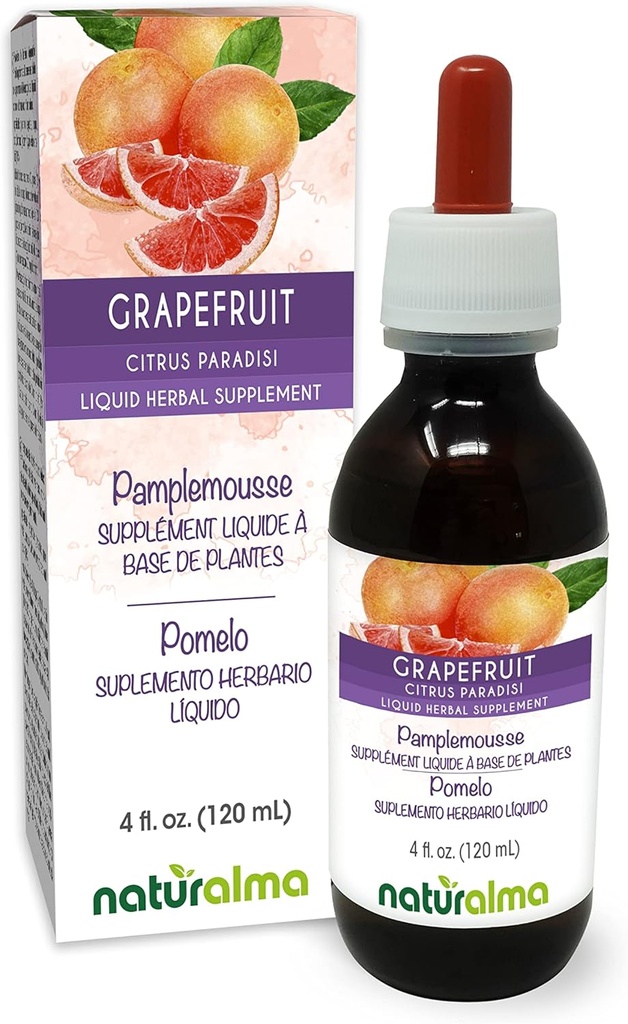 Naturalma Grapefruit (Citrus paradisi) Seed Alcohol-Free Tincture - Enriched with Vitamin C - 4 fl oz Liquid Extract in Drops - Herbal Supplement - Vegan