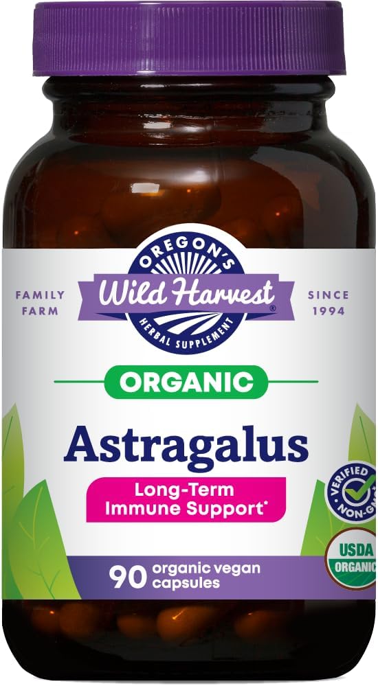 Oregon's Wild Harvest, Certified Organic Astragalus Capsules for Immunity Support, 1125 MGS, 90 Count