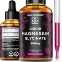 Liquid Magnesium Glycinate Supplement 500mg for Adults and Kids | Magnesium Glycinate Drops with Delicious Raspberry Flavor | High Absorption | Non-GMO | Gluten Free | Natural & Vegan