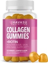 Collagen Gummies for Women and Men with 2500mcg Biotin, Zinc, Vitamin C & E - Hydrolyzed Collagen Gummies for Hair, Skin & Nail Support - Biotin and Collagen Gummies - Lemon Flavor - 30 Servings