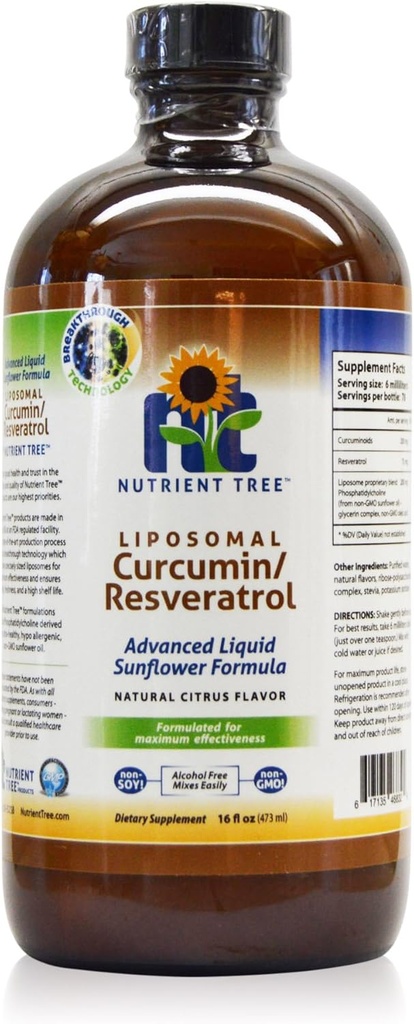Liposomal Curcumin(Turmeric)/Resveratrol, 78 Doses, Alcohol Free, Non-Soy, Non-GMO, Made in USA