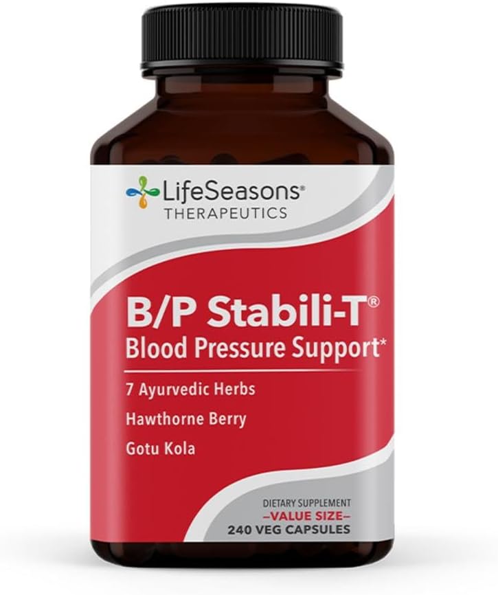 LifeSeasons B/P Stabili-T - Blood Pressure Support - Vitamin Supplement for Healthy Heart & Circulation - Ashwagandha, Arjuna & Hawthorn Berry - 240 Capsules