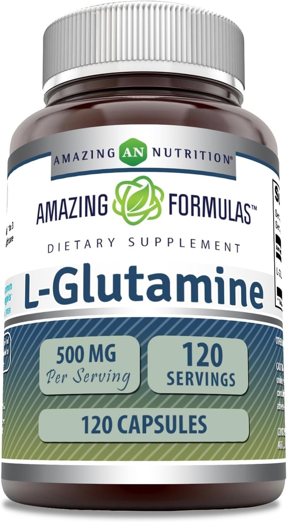 Amazing Formulas L-Glutamine Amino Acid Supplement | 500 Mg | Capsules | Non-GMO | Gluten-Free | Made in USA (1 Pack | 120 Count)