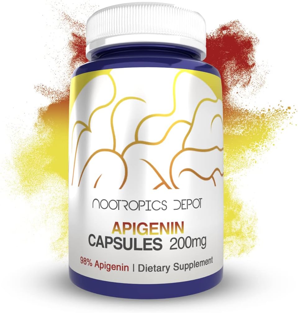Nootropics Depot Apigenin Capsules | 200mg | 30 Count | >98% Apigenin | Supports Healthy Stress Levels