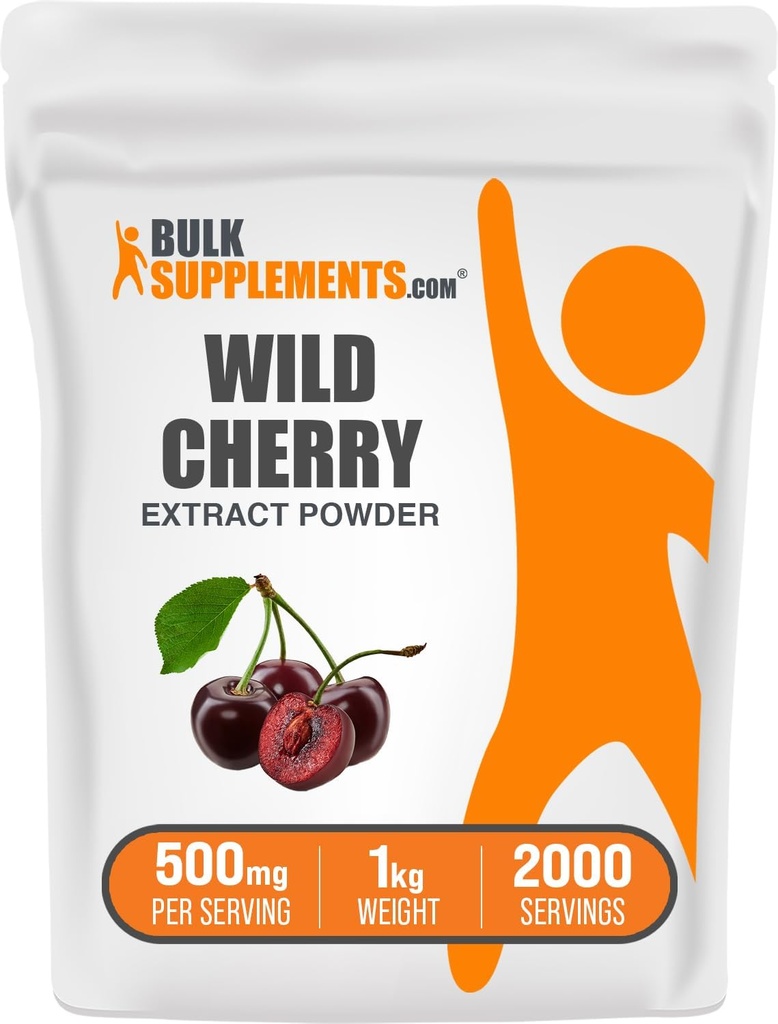BulkSupplements.com Wild Cherry Extract Powder - Cherry Supplement, Herbal Supplement - Gluten Free, 500mg per Serving, 1kg (2.2 lbs) (Pack of 1)