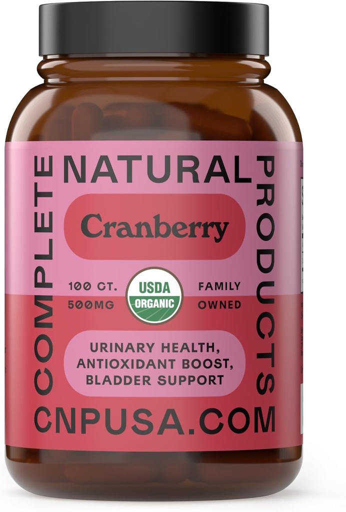 Organic Cranberry Capsules 500mg | Plant-Based, Vegan, Non-GMO, No Fillers | Supports Urinary Tract & Bladder Health | Organic Cranberry Powder Supplement