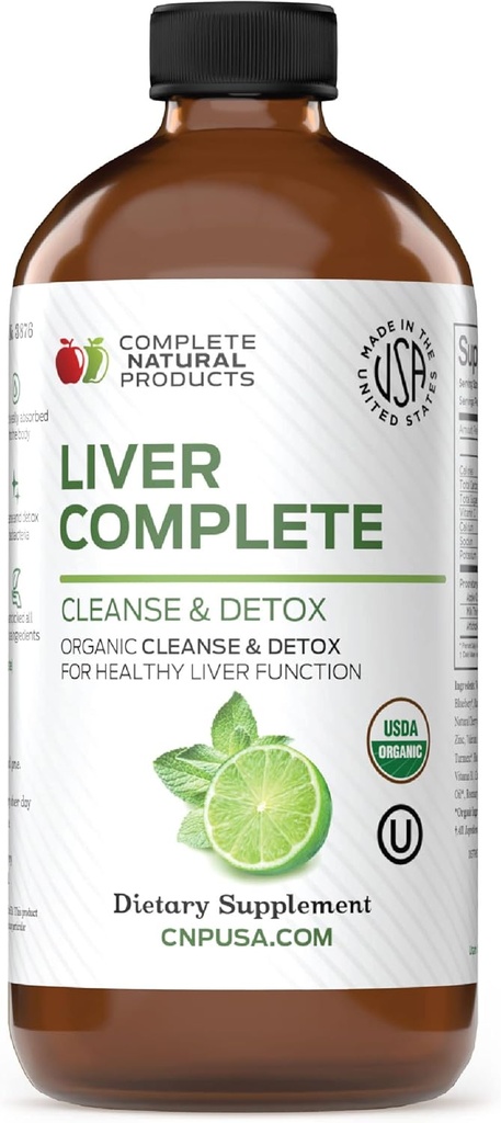 Complete Natural Products Liver Complete 12oz - Organic Liquid Liver Cleanse & Detox Supplement for High Enzymes, Fatty Liver, Liver Support