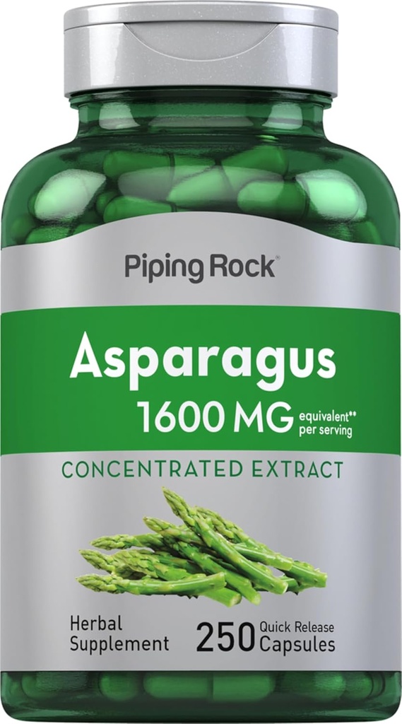 Piping Rock Asparagus Supplement 1600mg | 250 Capsules | Root Extract | Non-GMO, Gluten Free