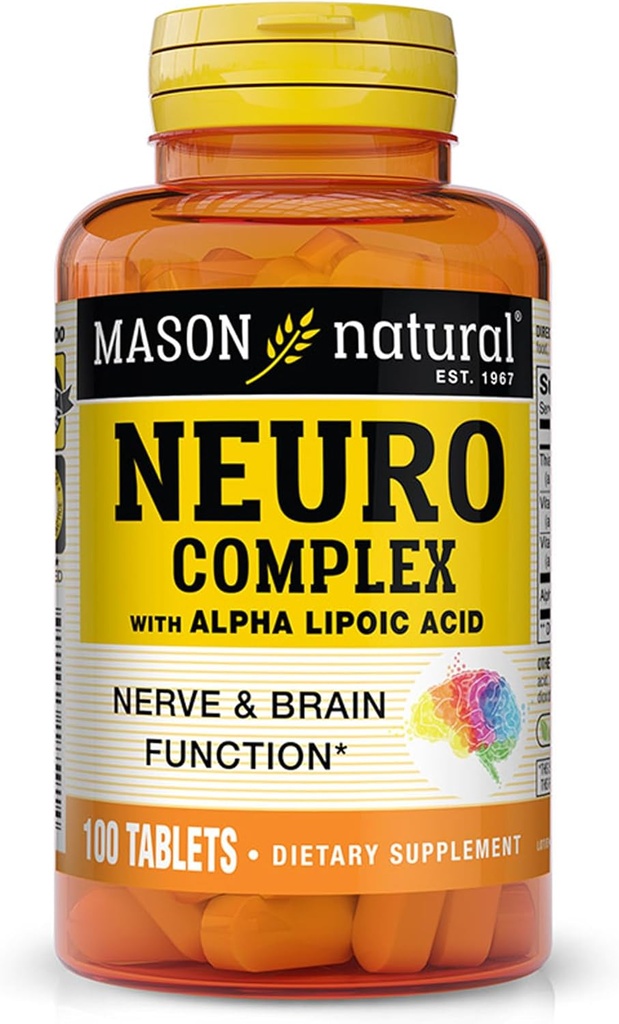 MASON NATURAL Neuro Complex with Alpha Lipoic Acid & Vitamin B12, Suitable for Vegetarians, 100 Tablets