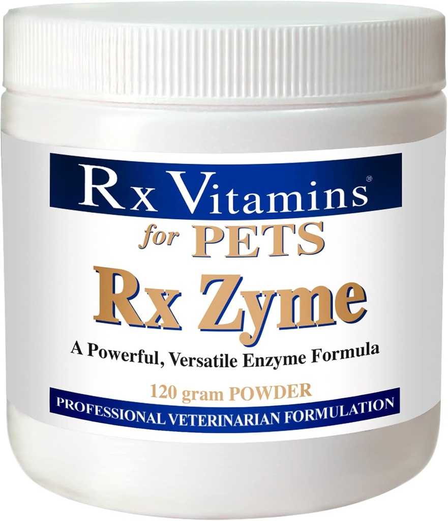 Rx Vitamins for Pets Rx Zyme for Dogs & Cats - Help Gastrointestinal Discomfort - Add to Food - 120g Powder