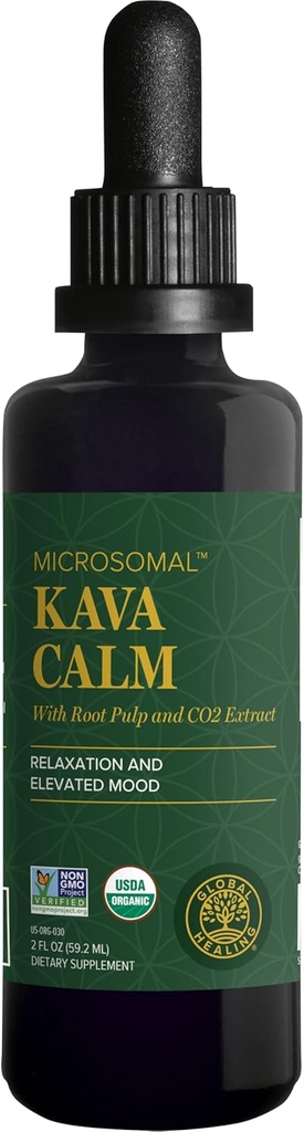 Global Healing Center - Organic Kava Calm - MicroSomal Tech, Pure Kava Drops - Induce Calmness, Particularly Those Involved with GABA