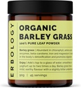 Erbology Organic Barley Grass Powder 3.2 oz - 45 Servings - Body Cleansing and Gut Health Support - Rich in Chlorophyll, Iron and Magnesium - Sustainably Sourced in Europe - Vegan - GMO-Free