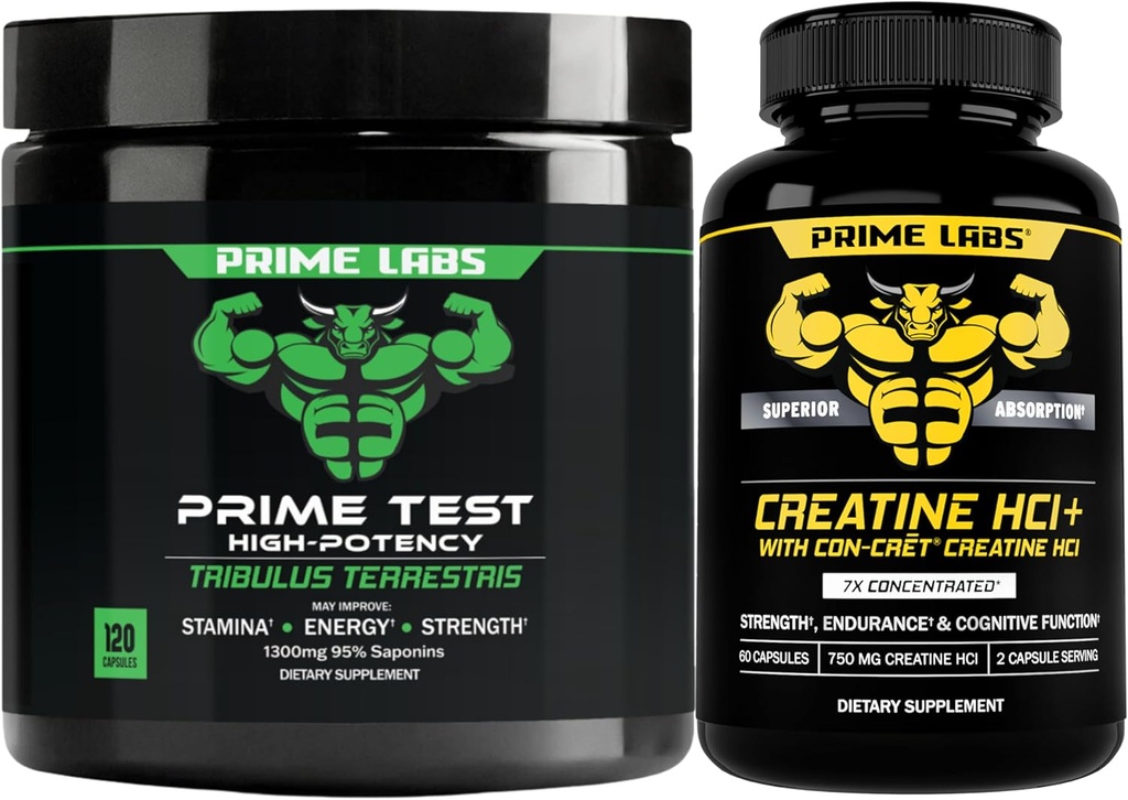 Prime Labs Tribulus Terrestris (120 ct) + Creatine HCl Capsules (60 ct)