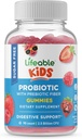 Lifeable Sugar Free Probiotics with Prebiotics Fiber for Kids – Great Tasting Natural Flavor Gummy Supplement – Keto Friendly Probiotic Chewable – 90 Gummies