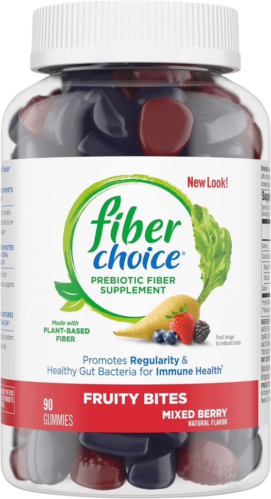 Fiber Choice Fruity Bites Gummies, Mixed Berry, 90ct | Discontinued by The Manufacturer