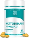 Omega 3 Fish Oil 1200mg with Nattokinase Supplement 4000 FU Organic | DHA | EPA | Nattokinase Derived from Japanese Natto | Cardiovascular and Circulatory Support | Heart Health Support | 60 Softgels
